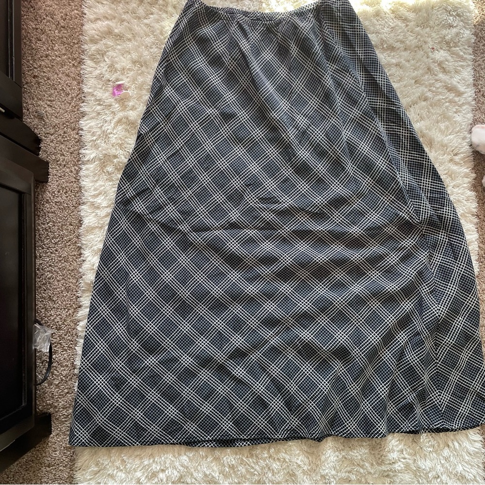 Vintage Jacqueline Ferrar Blue Plaid Maxi Skirt Size L